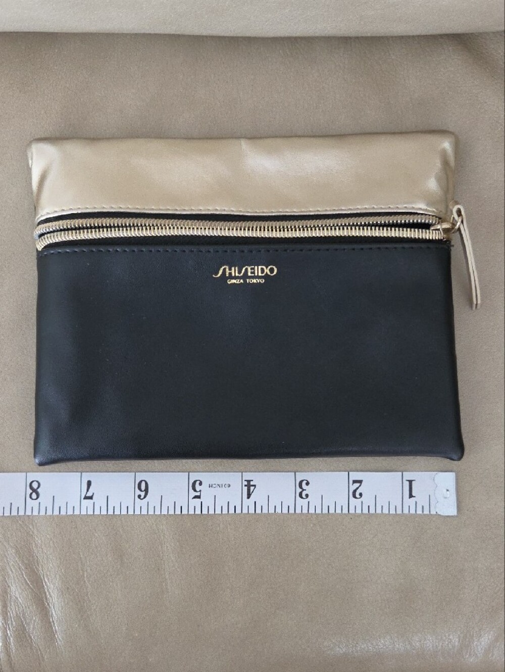 Shiseido Black and Gold Fold-Top Makeup Pouch - Picture 5 of 6